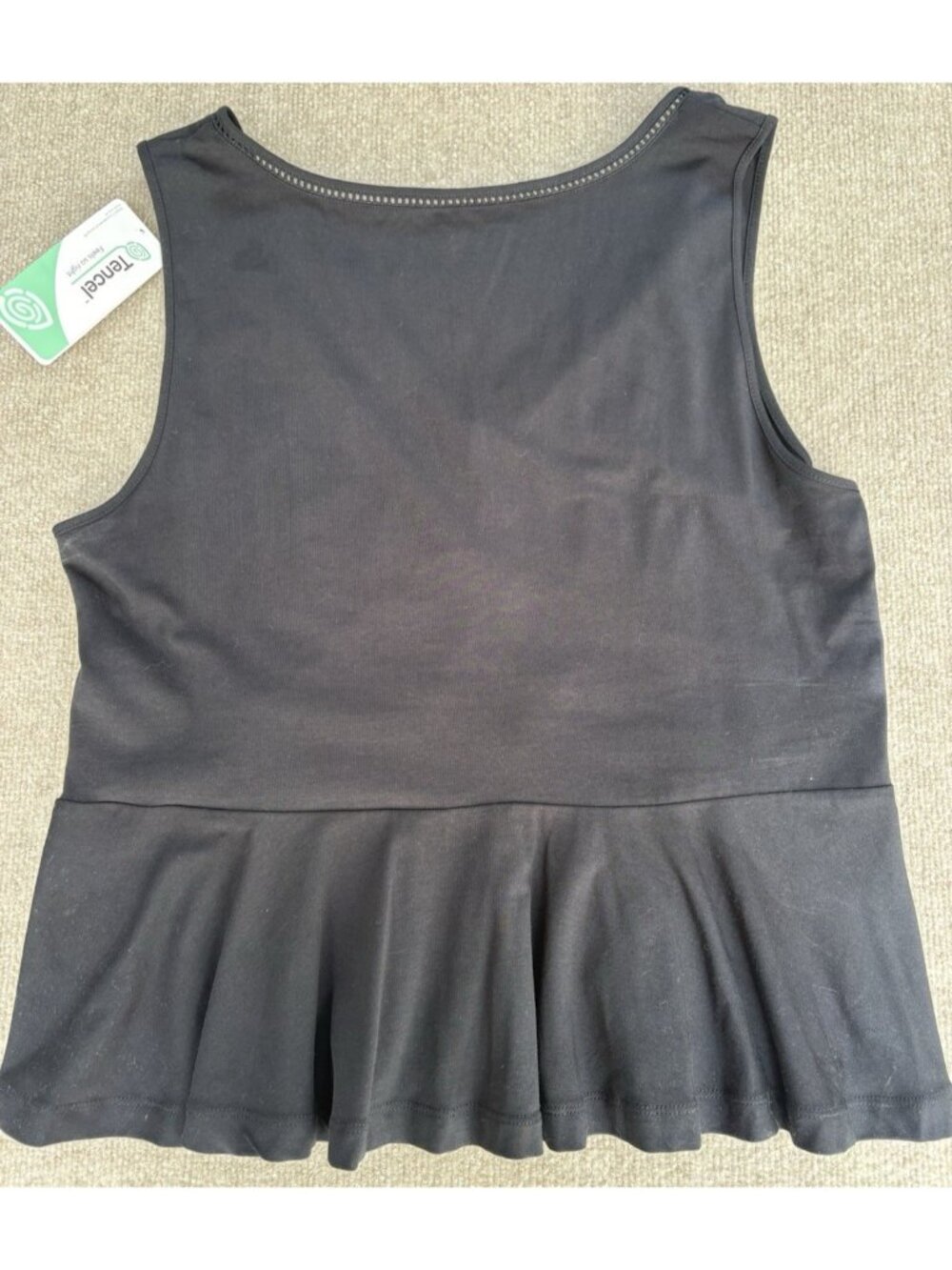 Lands End Women's Large Sleeveless Peplum Top V-Neckline Black Tencel NWT - Picture 5 of 9